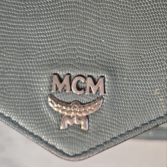 MCM Vintage Blue Leather Wallet On Chain/Strap